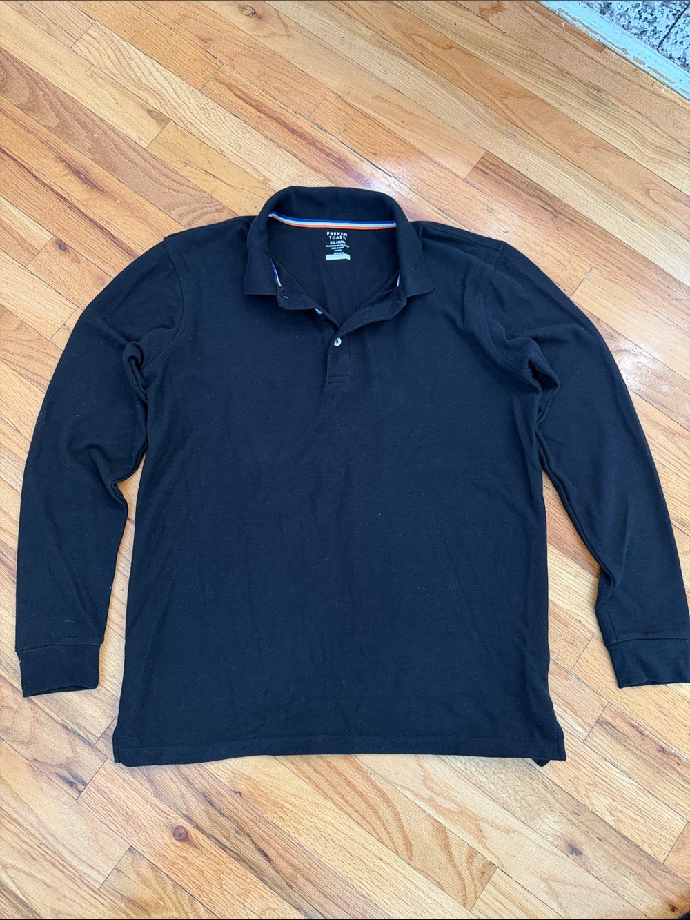 French Toast Black Long Sleeve Polo